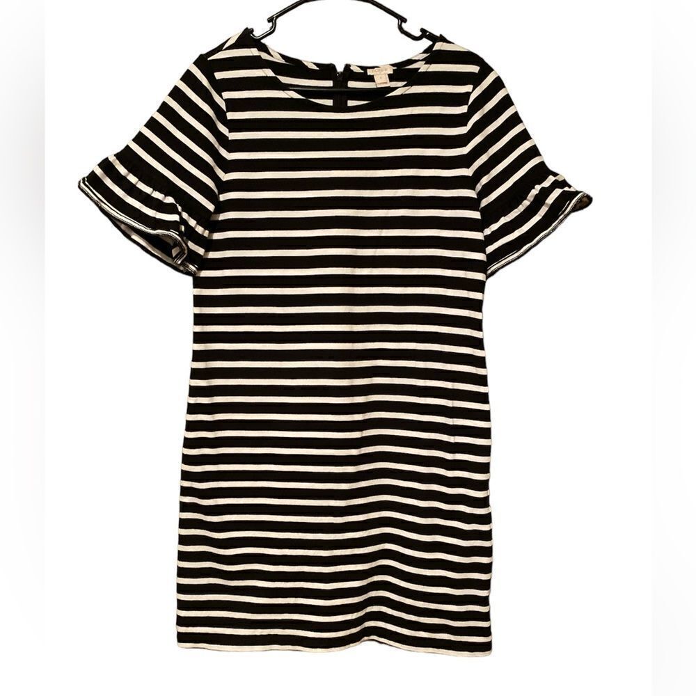 J Crew Striped Dress Size Small Black and White T Shirt Dress